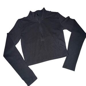 Sunday Best Black Long Sleeve Cropped Mock Neck Small Streetwear Gothic Punk